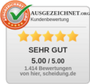 Über 1.250 5-Sterne Bewertungen auf Ausgezeichnet.org